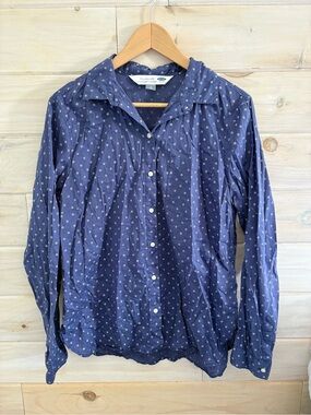 Old Navy Women’s Navy Blue Button-Down Shirt with Small White Motif